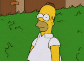 Homer sliding into the bushes